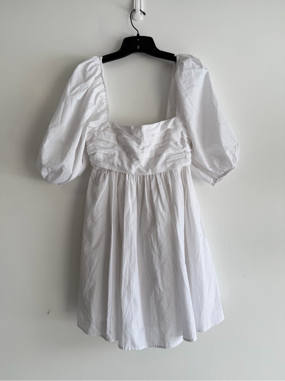 Abercrombie & Fitch White Emerson Pleated Puff Sleeve Mini Dress S 8466 - Picture 5 of 11